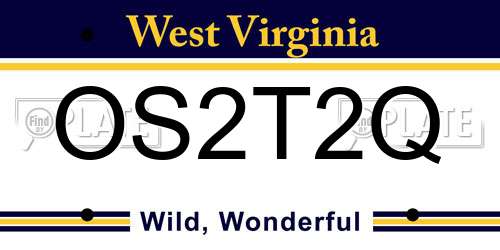OS2T2Q West Virginia License Plate