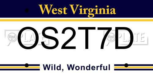 OS2T7D West Virginia License Plate