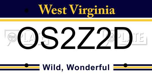 OS2Z2D West Virginia License Plate