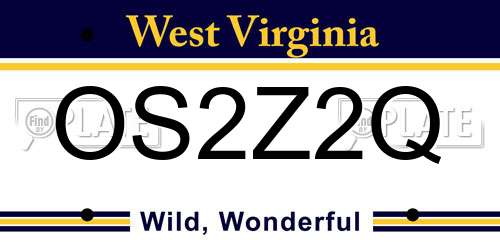 OS2Z2Q West Virginia License Plate