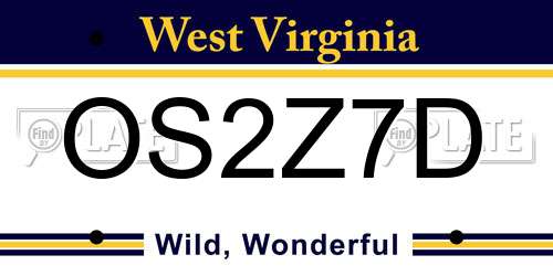 OS2Z7D West Virginia License Plate