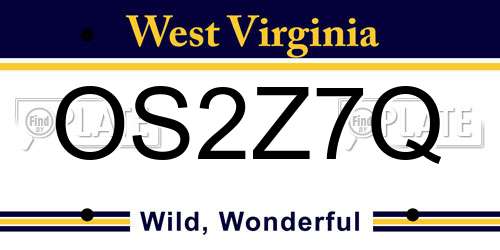 OS2Z7Q West Virginia License Plate