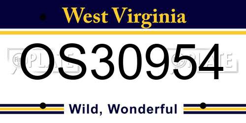 OS30954 West Virginia License Plate