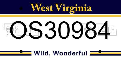 OS30984 West Virginia License Plate