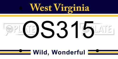 OS315 West Virginia License Plate