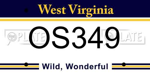 OS349 West Virginia License Plate