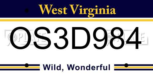 OS3D984 West Virginia License Plate