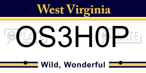 OS3H0P West Virginia License Plate