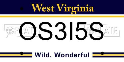 OS3I5S West Virginia License Plate