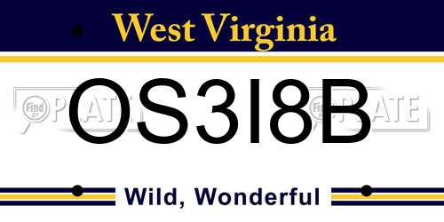 OS3I8B West Virginia License Plate
