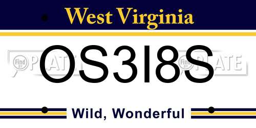 OS3I8S West Virginia License Plate