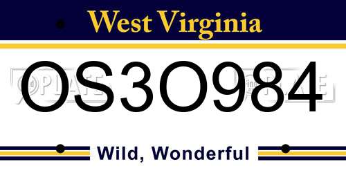 OS3O984 West Virginia License Plate