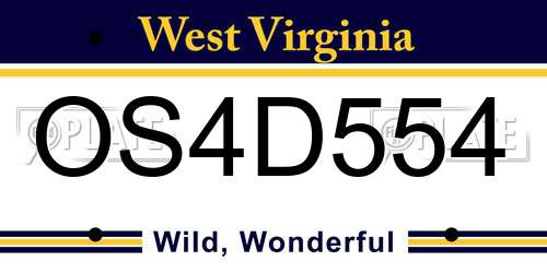 OS4D554 West Virginia License Plate