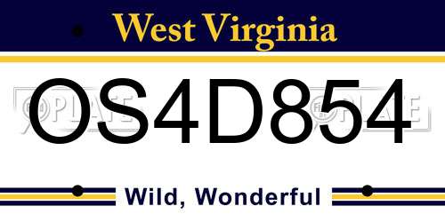OS4D854 West Virginia License Plate
