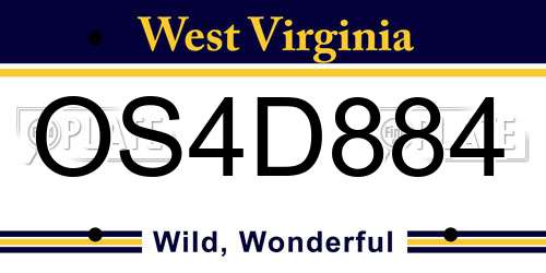 OS4D884 West Virginia License Plate