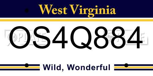 OS4Q884 West Virginia License Plate