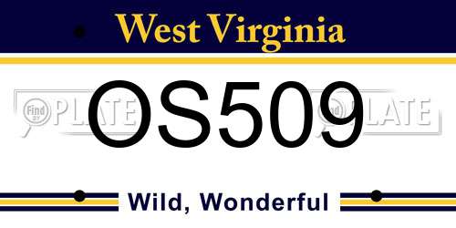 OS509 West Virginia License Plate