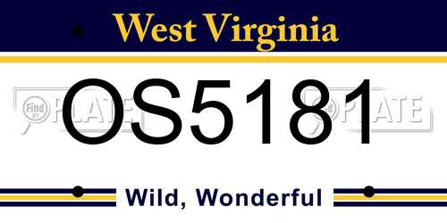 OS5181 West Virginia License Plate