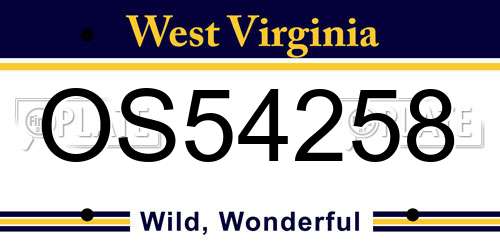 OS54258 West Virginia License Plate