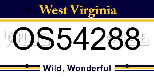 OS54288 West Virginia License Plate