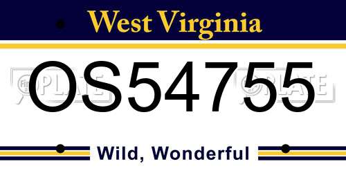 OS54755 West Virginia License Plate