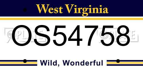 OS54758 West Virginia License Plate