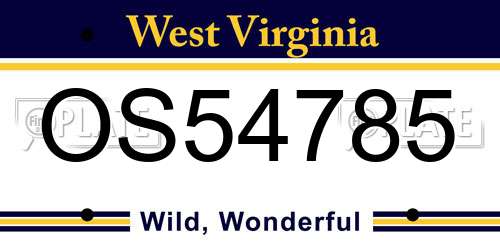 OS54785 West Virginia License Plate
