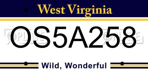 OS5A258 West Virginia License Plate