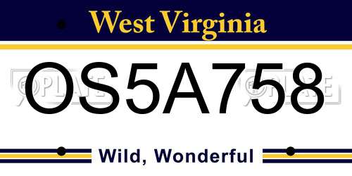 OS5A758 West Virginia License Plate