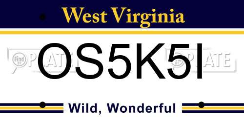 OS5K5I West Virginia License Plate