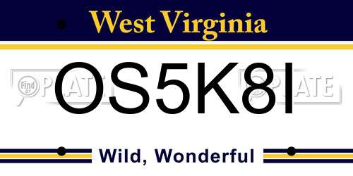 OS5K8I West Virginia License Plate