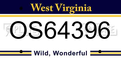 OS64396 West Virginia License Plate