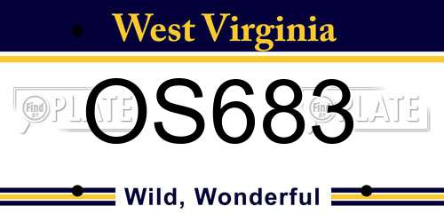 OS683 West Virginia License Plate