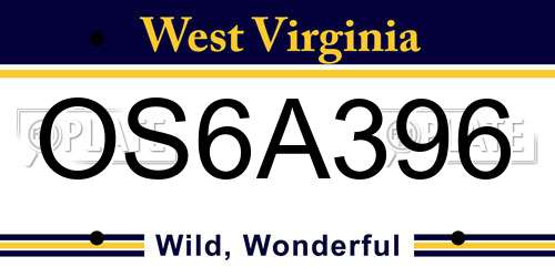 OS6A396 West Virginia License Plate