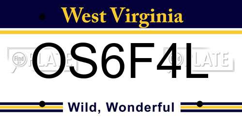 OS6F4L West Virginia License Plate