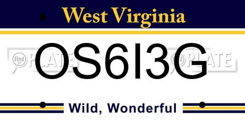 OS6I3G West Virginia License Plate