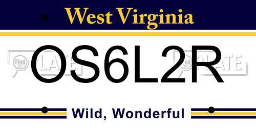 OS6L2R West Virginia License Plate