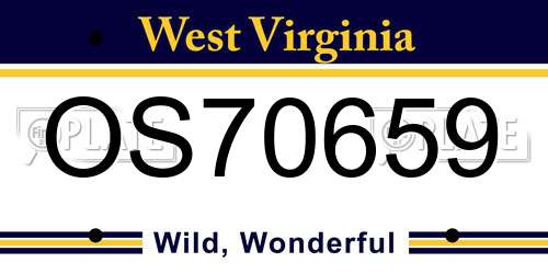 OS70659 West Virginia License Plate
