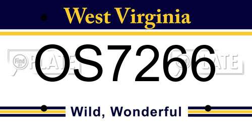 OS7266 West Virginia License Plate