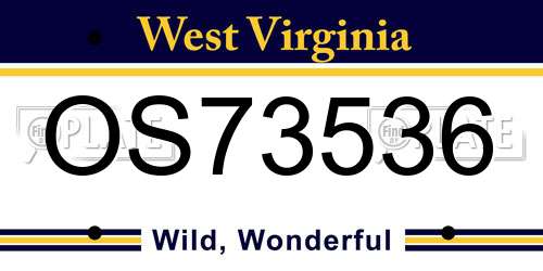 OS73536 West Virginia License Plate