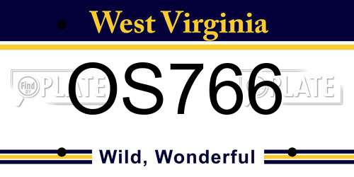 OS766 West Virginia License Plate