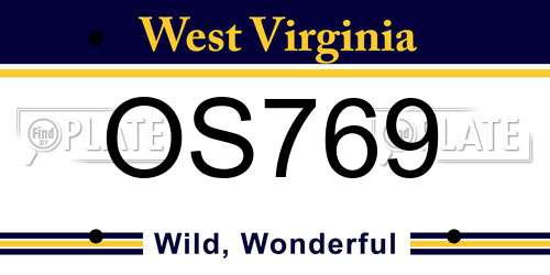 OS769 West Virginia License Plate