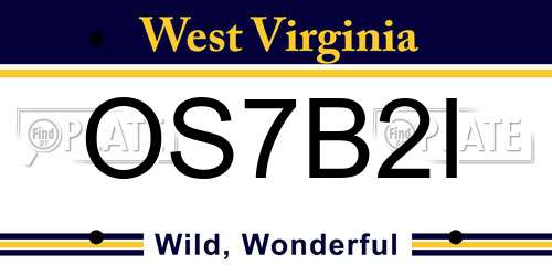 OS7B2I West Virginia License Plate