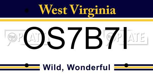 OS7B7I West Virginia License Plate