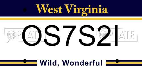 OS7S2I West Virginia License Plate