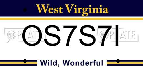 OS7S7I West Virginia License Plate