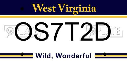 OS7T2D West Virginia License Plate