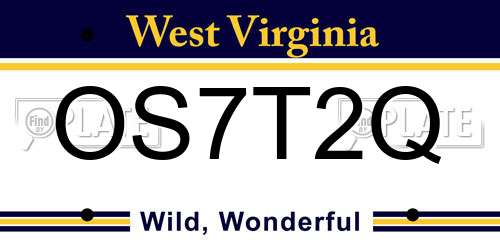 OS7T2Q West Virginia License Plate