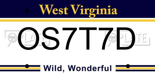 OS7T7D West Virginia License Plate