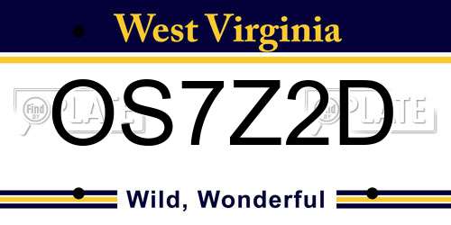 OS7Z2D West Virginia License Plate